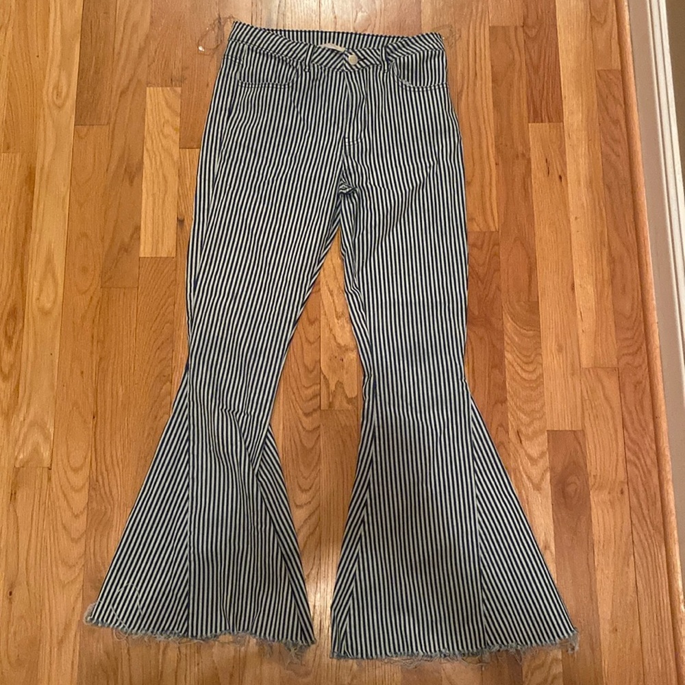 stripped bell bottom jeans